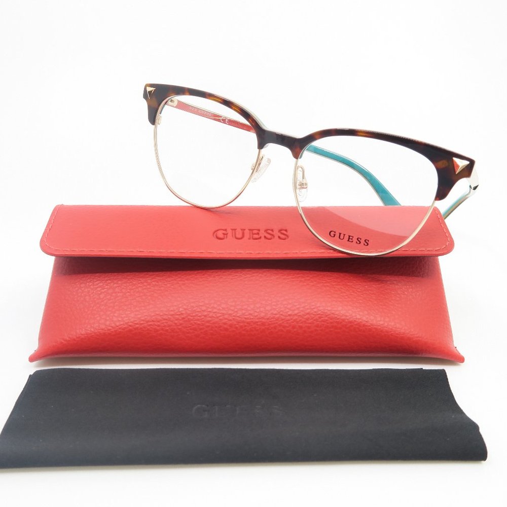 Guess GU2798 052 53mm Brown Tortoise-Gold Metal Women's New Eyeglasses.